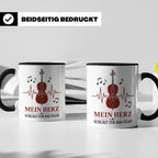Cello Tasse Mein Herz schlägt für das Cello - Geschenk für C – Schwarz [farbe:schwarz]