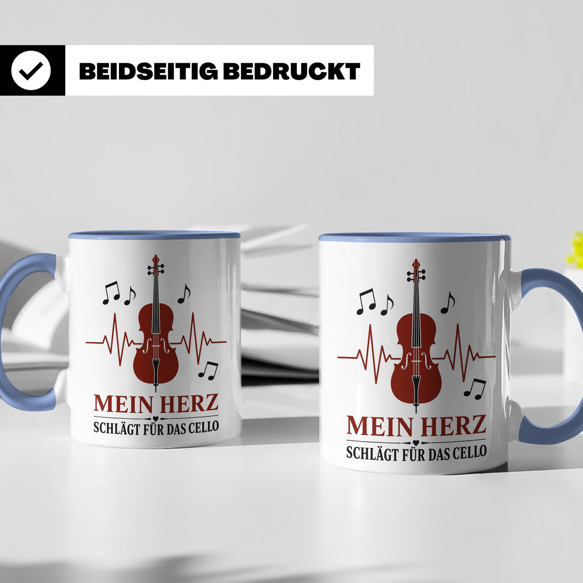 Cello Tasse Mein Herz schlägt für das Cello - Geschenk für C – Blau [farbe:blau]