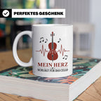Cello Tasse Mein Herz schlägt für das Cello - Geschenk für C – Weiß [farbe:weiß]