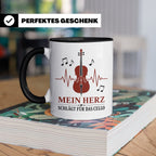 Cello Tasse Mein Herz schlägt für das Cello - Geschenk für C – Schwarz [farbe:schwarz]