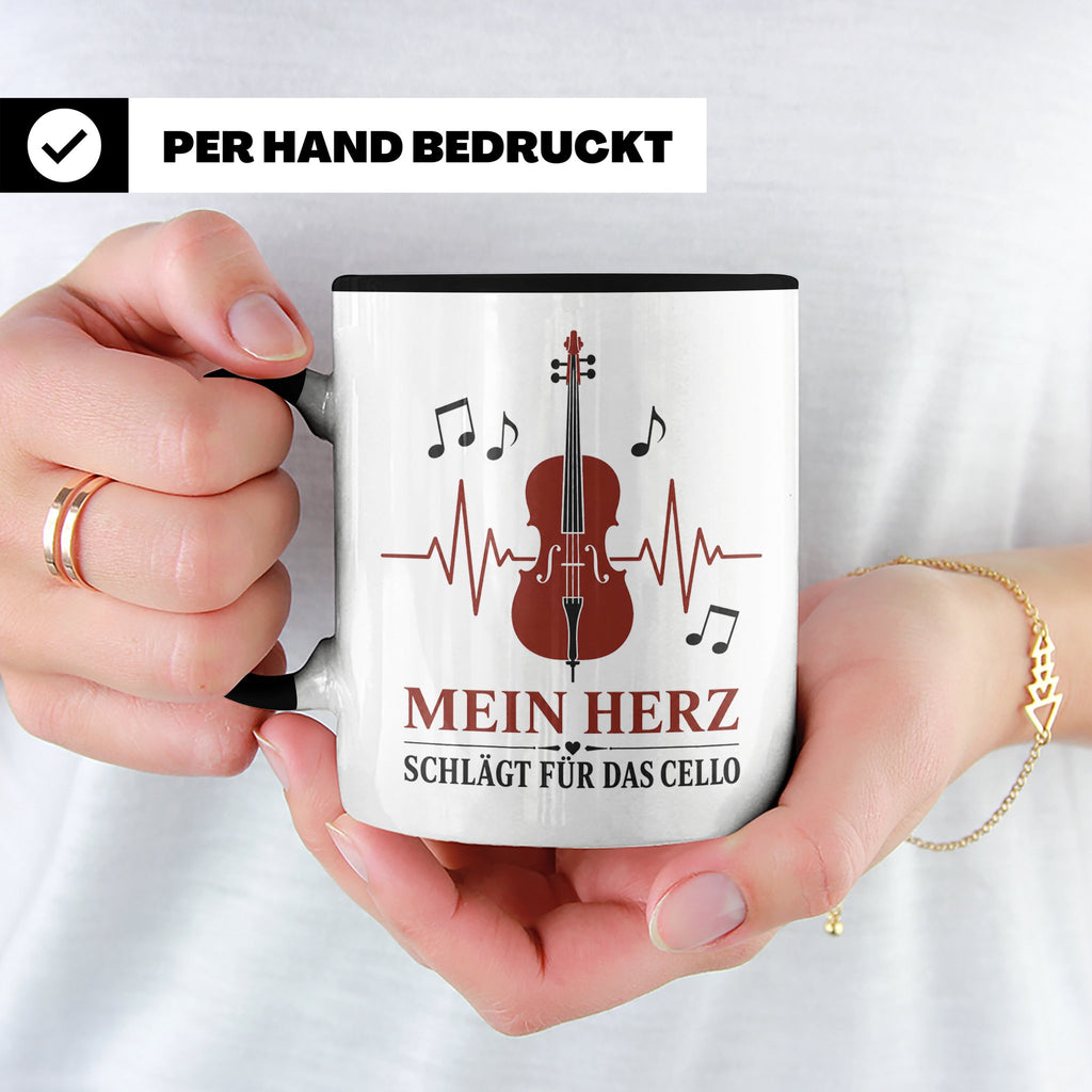 Cello Tasse Mein Herz schlägt für das Cello - Geschenk für C – Schwarz [farbe:schwarz]