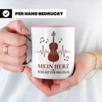 Cello Tasse Mein Herz schlägt für das Cello - Geschenk für C – Rosa [farbe:rosa]