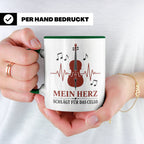 Cello Tasse Mein Herz schlägt für das Cello - Geschenk für C – Grün [farbe:grün]
