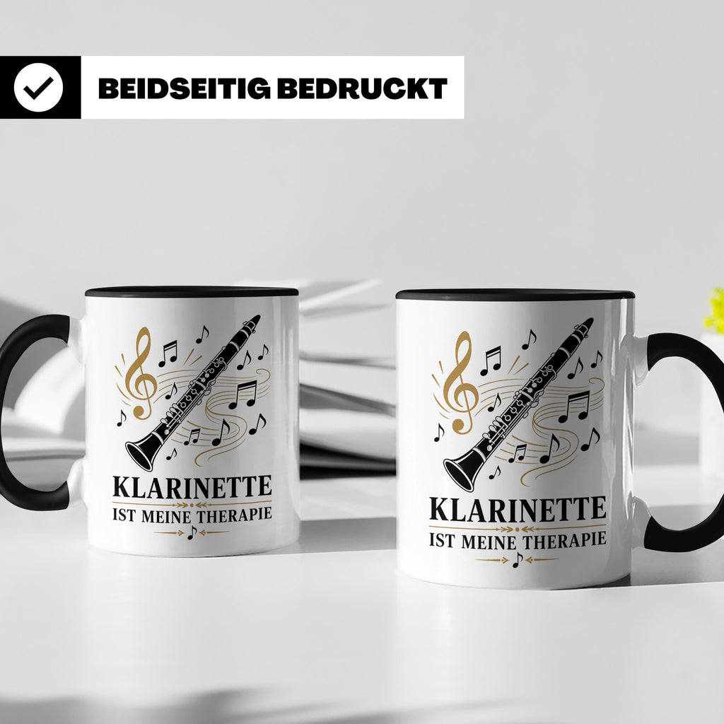 Klarinette Tasse Klarinette ist meine Therapie - Geschenk fü – Schwarz [farbe:schwarz]