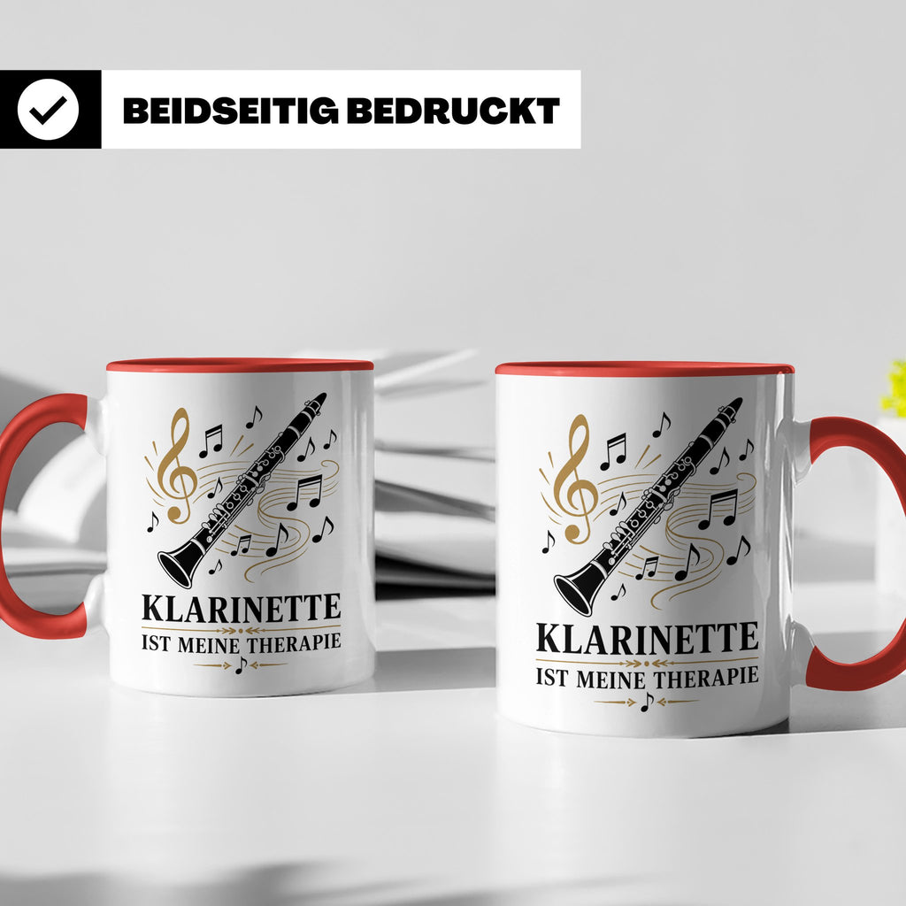 Klarinette Tasse Klarinette ist meine Therapie - Geschenk fü – Rot [farbe:rot]