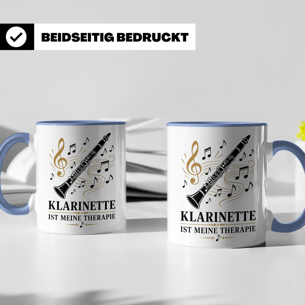 Klarinette Tasse Klarinette ist meine Therapie - Geschenk fü – Blau [farbe:blau]
