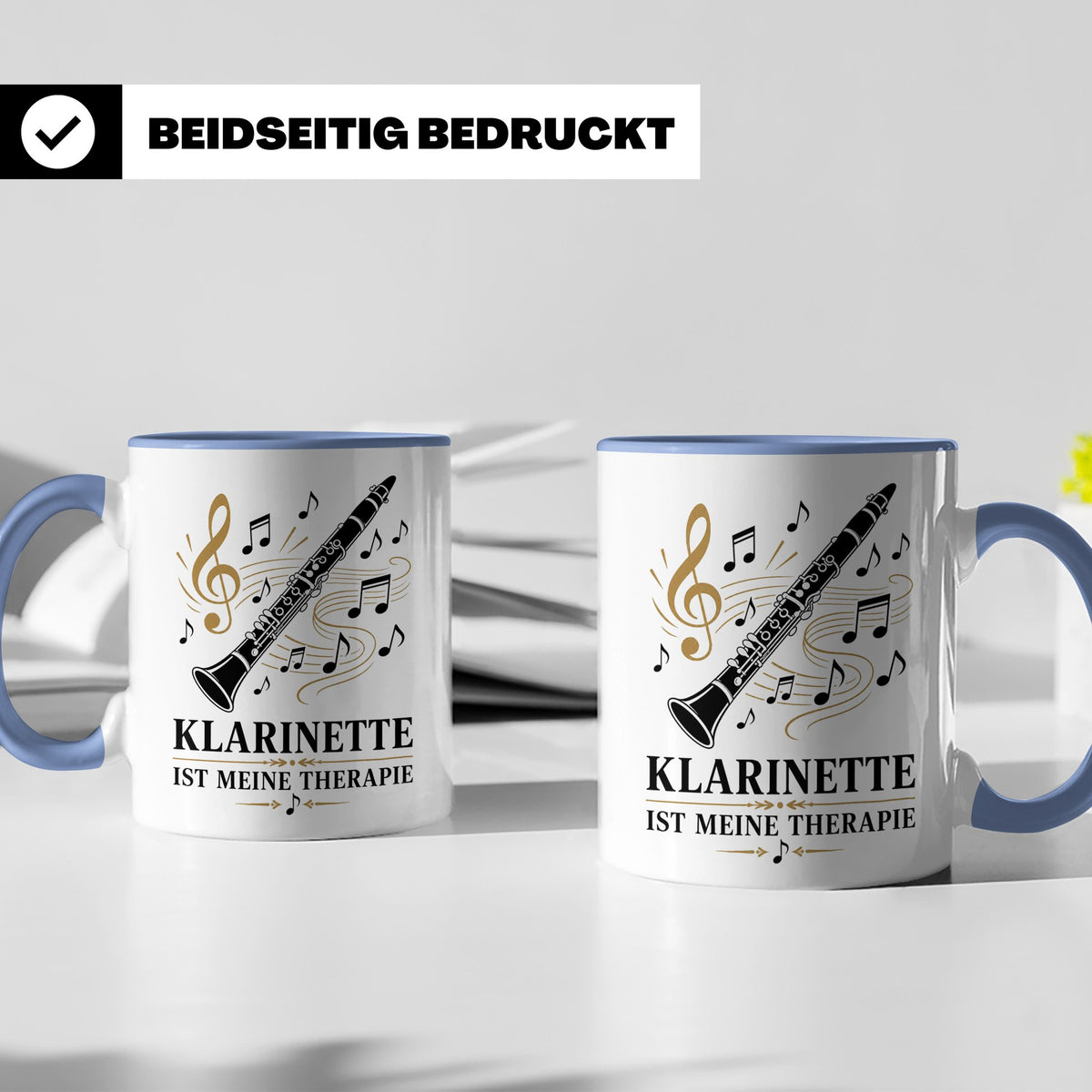 Klarinette Tasse Klarinette ist meine Therapie - Geschenk fü – Blau [farbe:blau]