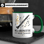 Klarinette Tasse Klarinette ist meine Therapie - Geschenk fü – Grün [farbe:grün]