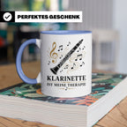 Klarinette Tasse Klarinette ist meine Therapie - Geschenk fü – Blau [farbe:blau]