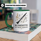 Klarinette Tasse Klarinette ist meine Therapie - Geschenk fü – Grün [farbe:grün]
