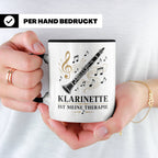 Klarinette Tasse Klarinette ist meine Therapie - Geschenk fü – Schwarz [farbe:schwarz]