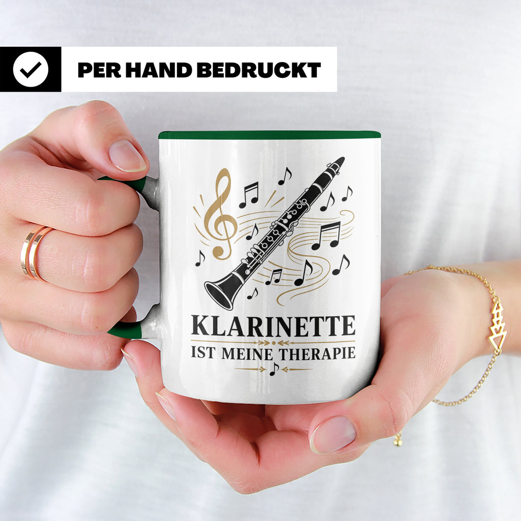 Klarinette Tasse Klarinette ist meine Therapie - Geschenk fü – Grün [farbe:grün]