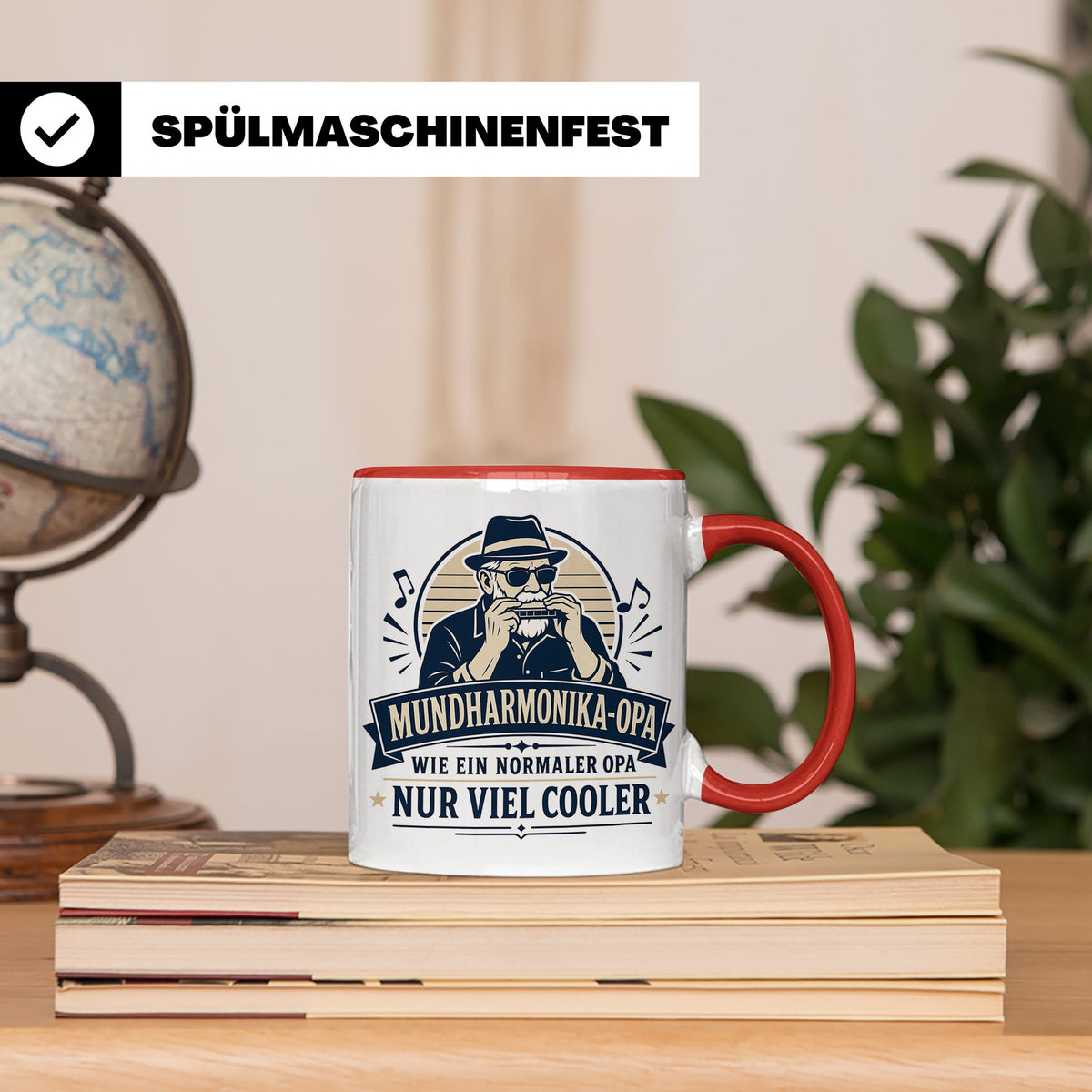 Mundharmonika Opa Tasse Wie ein normaler Opa nur viel cooler – Rot [farbe:rot]