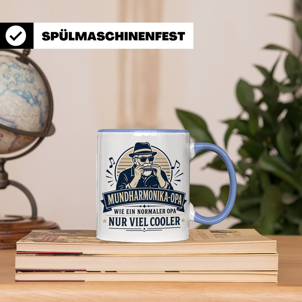 Mundharmonika Opa Tasse Wie ein normaler Opa nur viel cooler – Blau [farbe:blau]