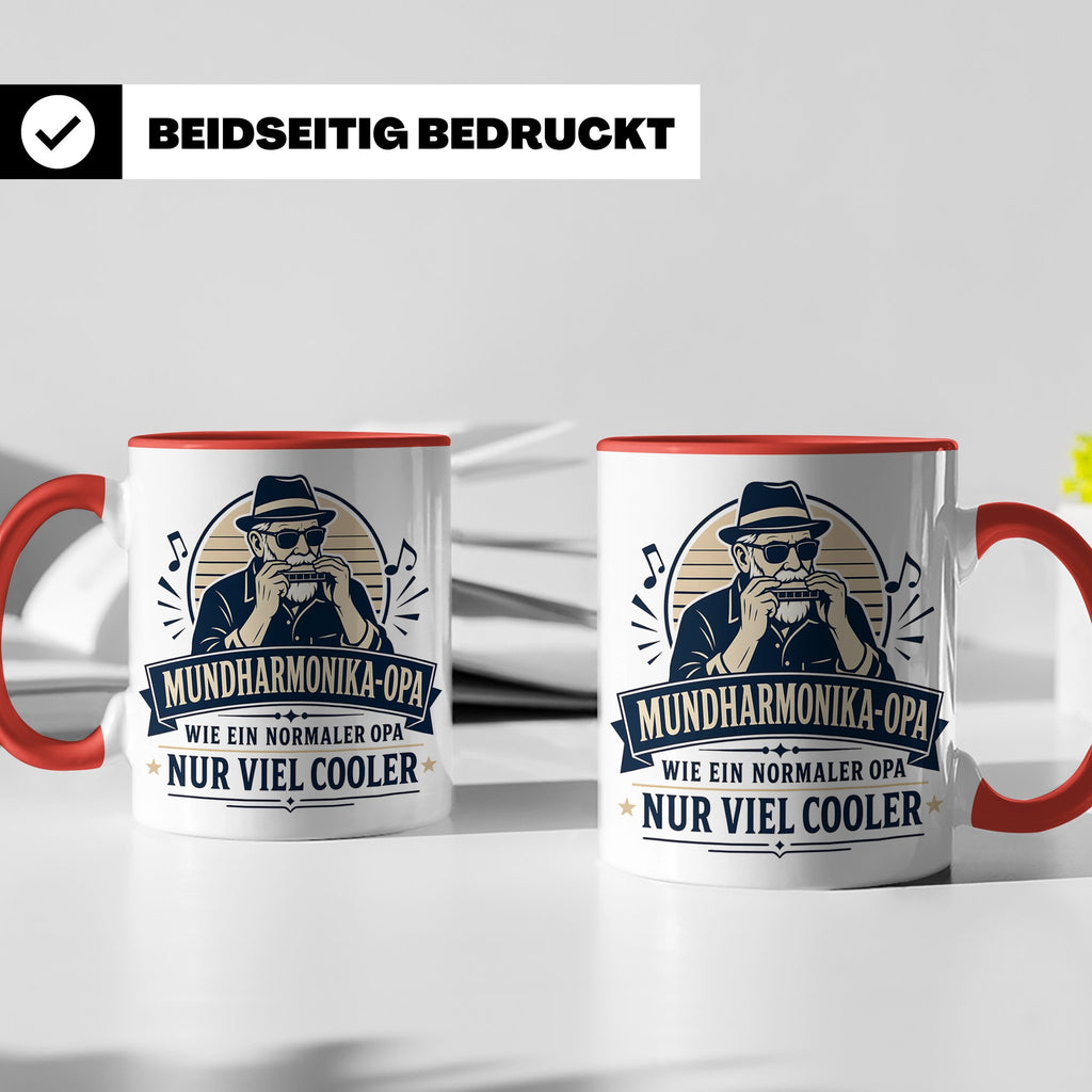 Mundharmonika Opa Tasse Wie ein normaler Opa nur viel cooler – Rot [farbe:rot]