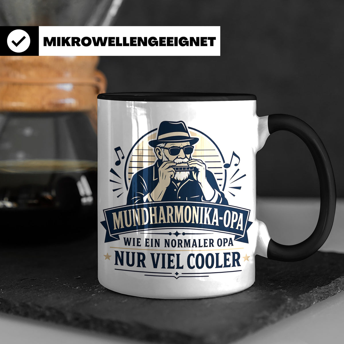 Mundharmonika Opa Tasse Wie ein normaler Opa nur viel cooler – Schwarz [farbe:schwarz]