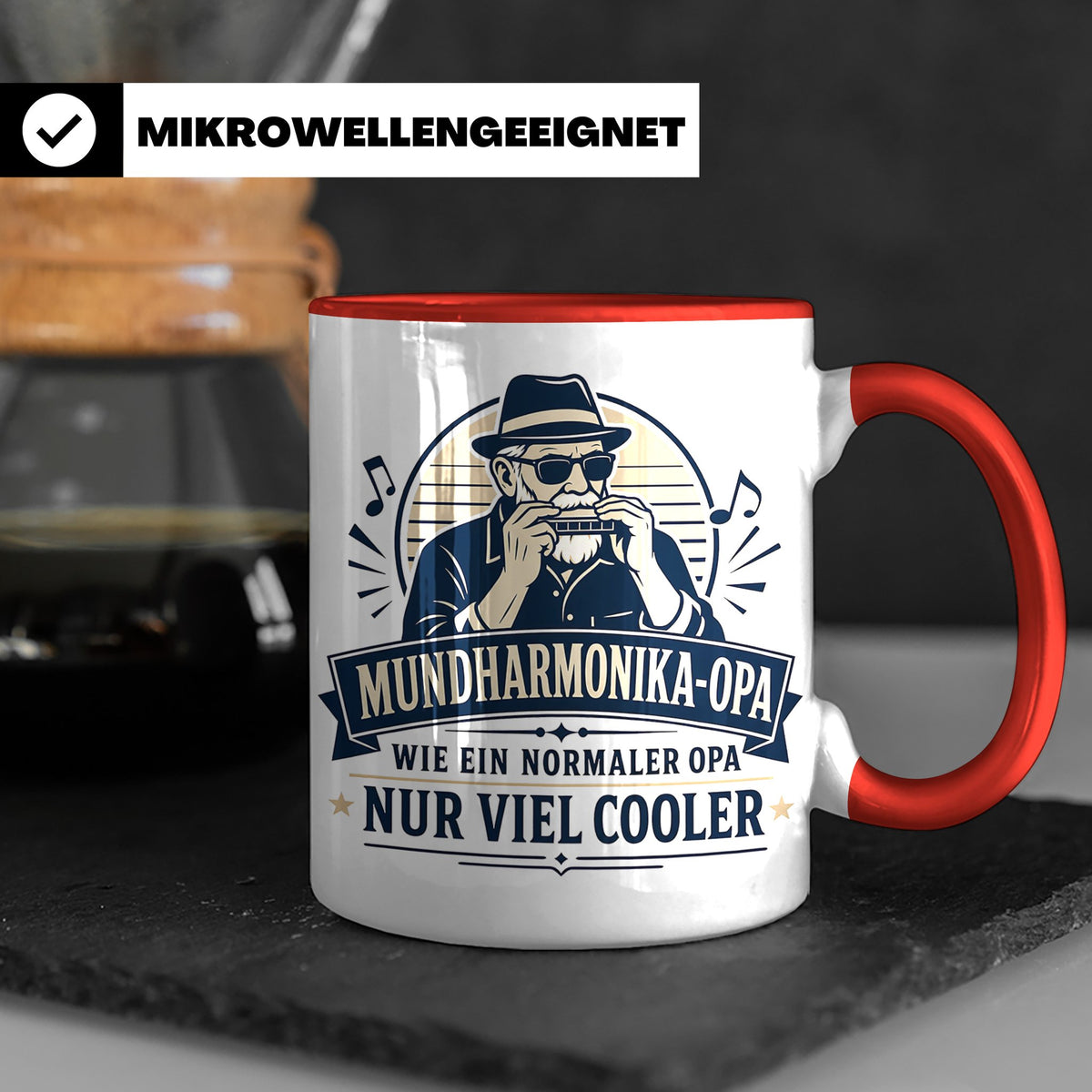 Mundharmonika Opa Tasse Wie ein normaler Opa nur viel cooler – Rot [farbe:rot]
