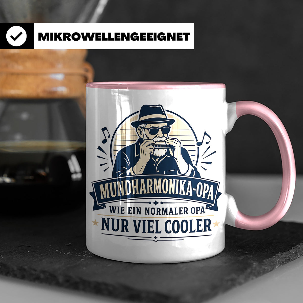 Mundharmonika Opa Tasse Wie ein normaler Opa nur viel cooler – Rosa [farbe:rosa]