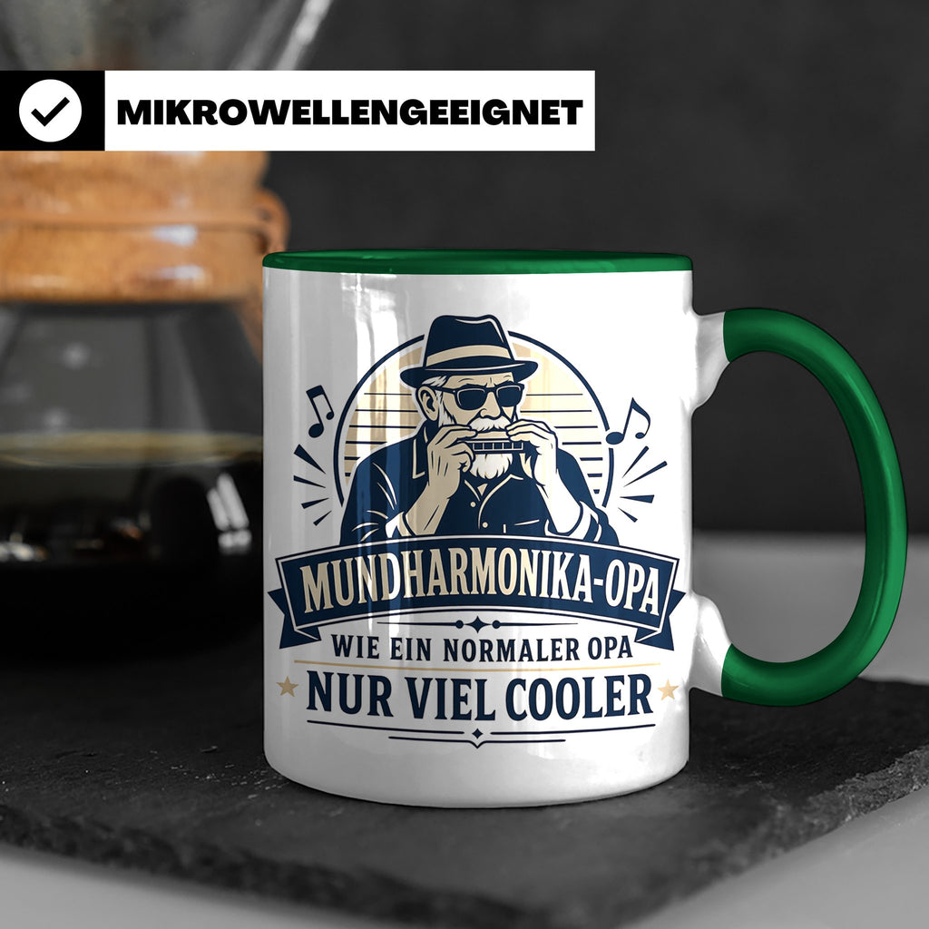 Mundharmonika Opa Tasse Wie ein normaler Opa nur viel cooler – Grün [farbe:grün]