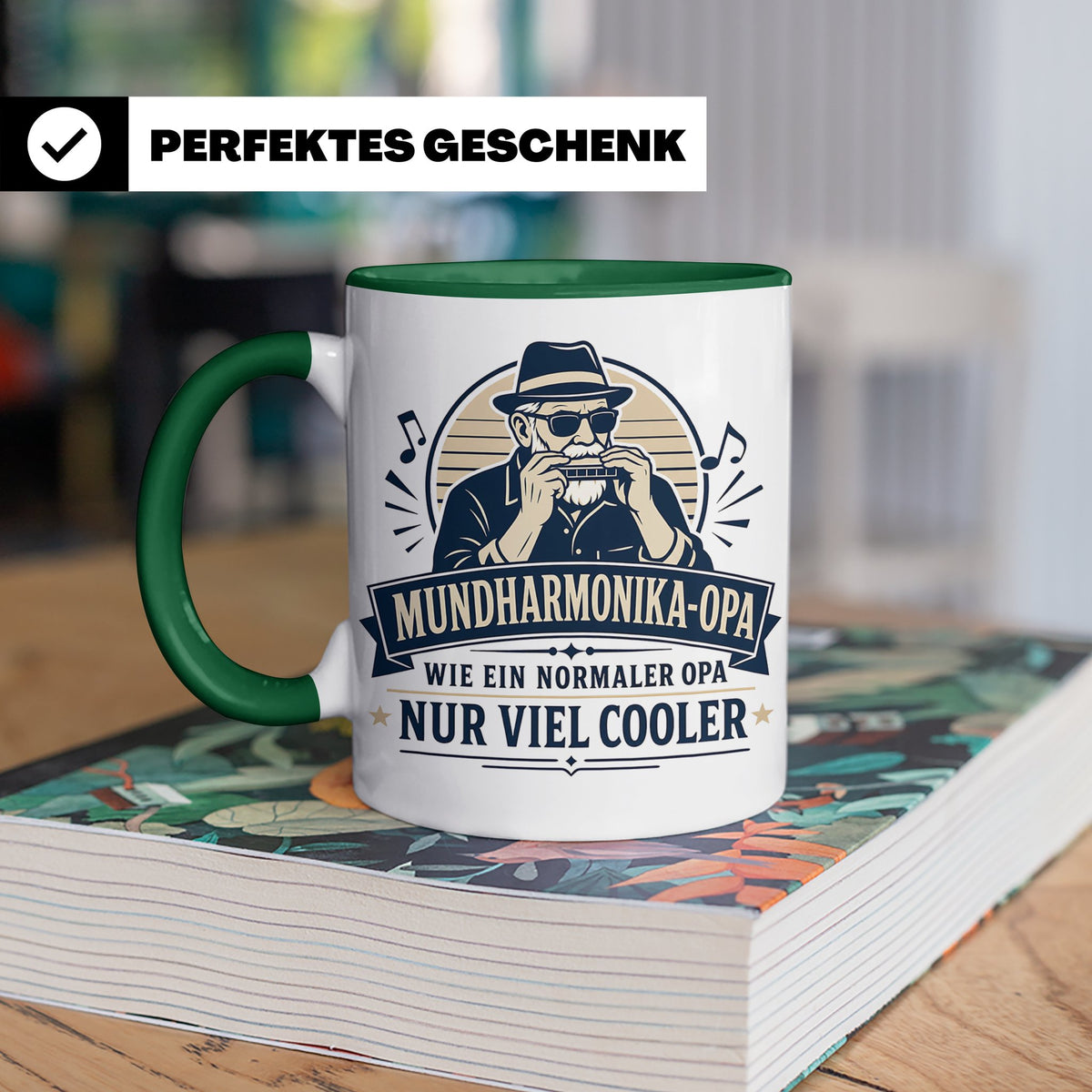 Mundharmonika Opa Tasse Wie ein normaler Opa nur viel cooler – Grün [farbe:grün]