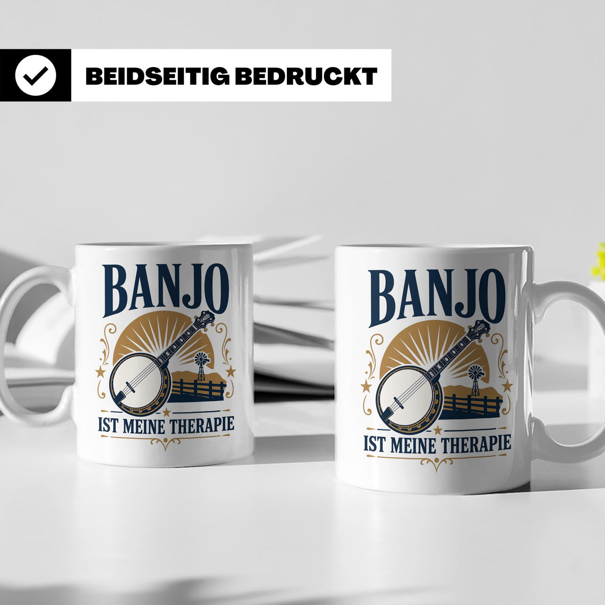 Banjo Tasse Banjo ist meine Therapie - Geschenk für Musiker  – Weiß [farbe:weiß]