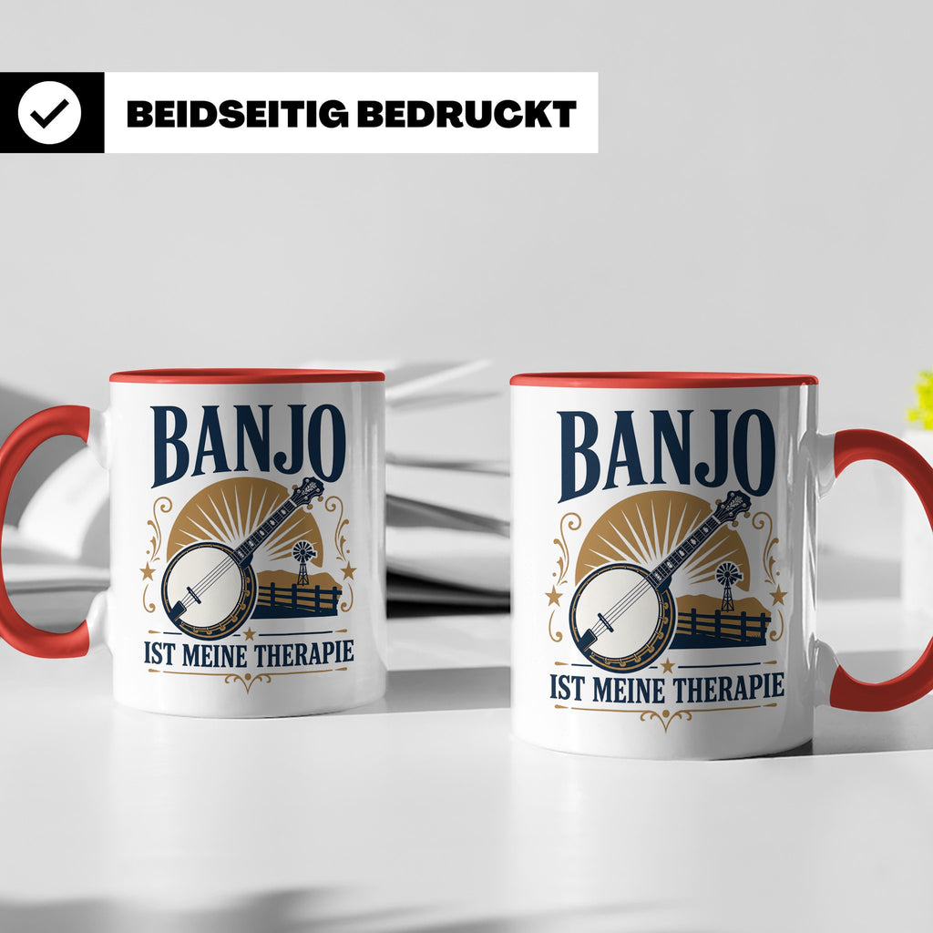 Banjo Tasse Banjo ist meine Therapie - Geschenk für Musiker  – Rot [farbe:rot]