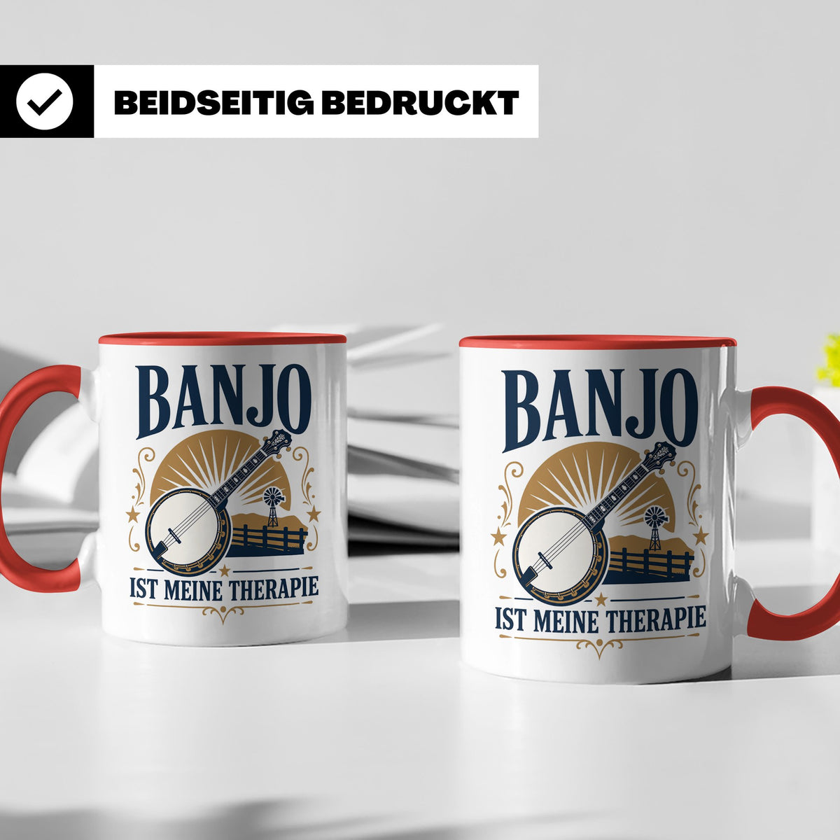 Banjo Tasse Banjo ist meine Therapie - Geschenk für Musiker  – Rot [farbe:rot]