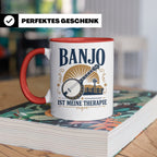 Banjo Tasse Banjo ist meine Therapie - Geschenk für Musiker  – Rot [farbe:rot]