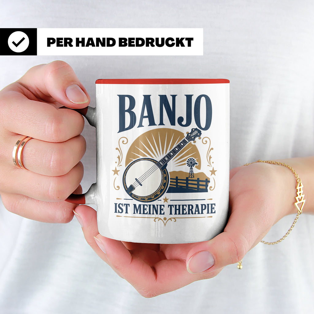 Banjo Tasse Banjo ist meine Therapie - Geschenk für Musiker  – Rot [farbe:rot]