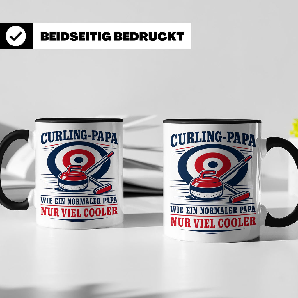 Curling Papa Tasse Wie ein normaler Papa nur viel cooler - G – Schwarz [farbe:schwarz]