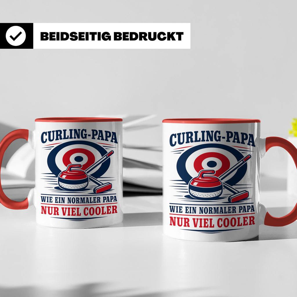 Curling Papa Tasse Wie ein normaler Papa nur viel cooler - G – Rot [farbe:rot]