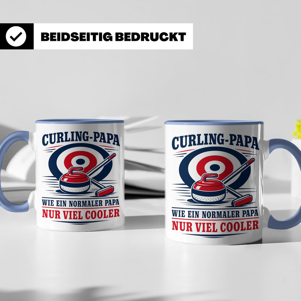 Curling Papa Tasse Wie ein normaler Papa nur viel cooler - G – Blau [farbe:blau]