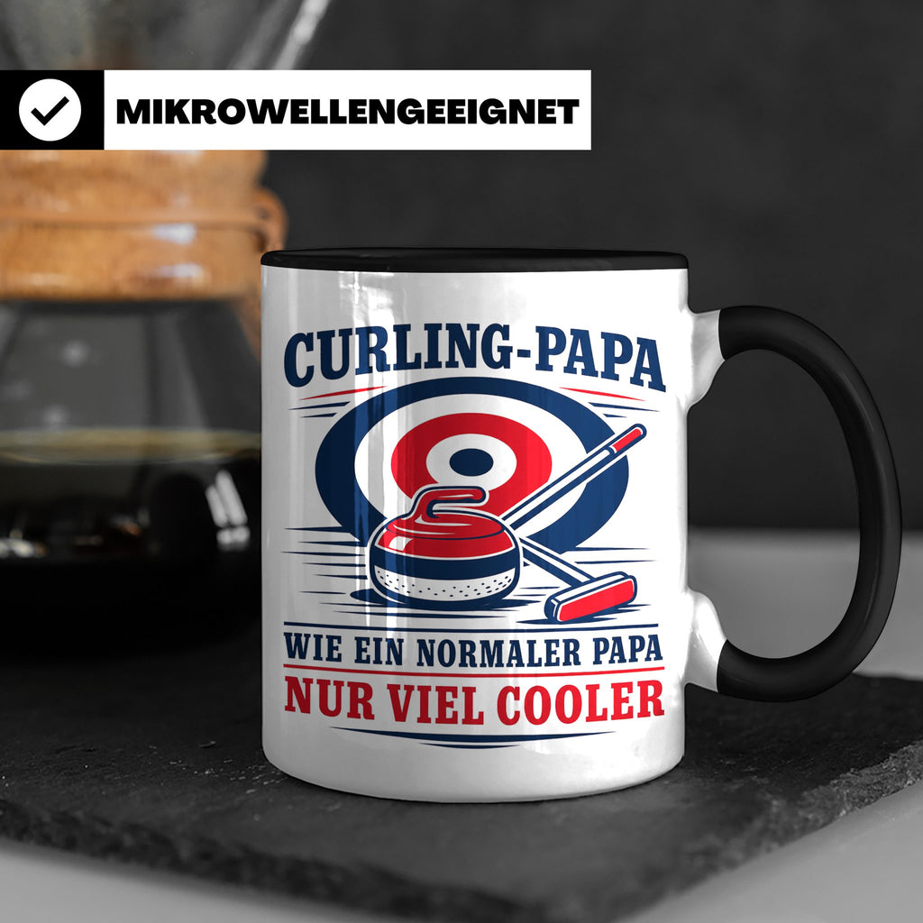 Curling Papa Tasse Wie ein normaler Papa nur viel cooler - G – Schwarz [farbe:schwarz]