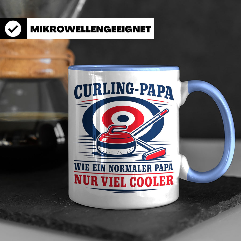Curling Papa Tasse Wie ein normaler Papa nur viel cooler - G – Blau [farbe:blau]