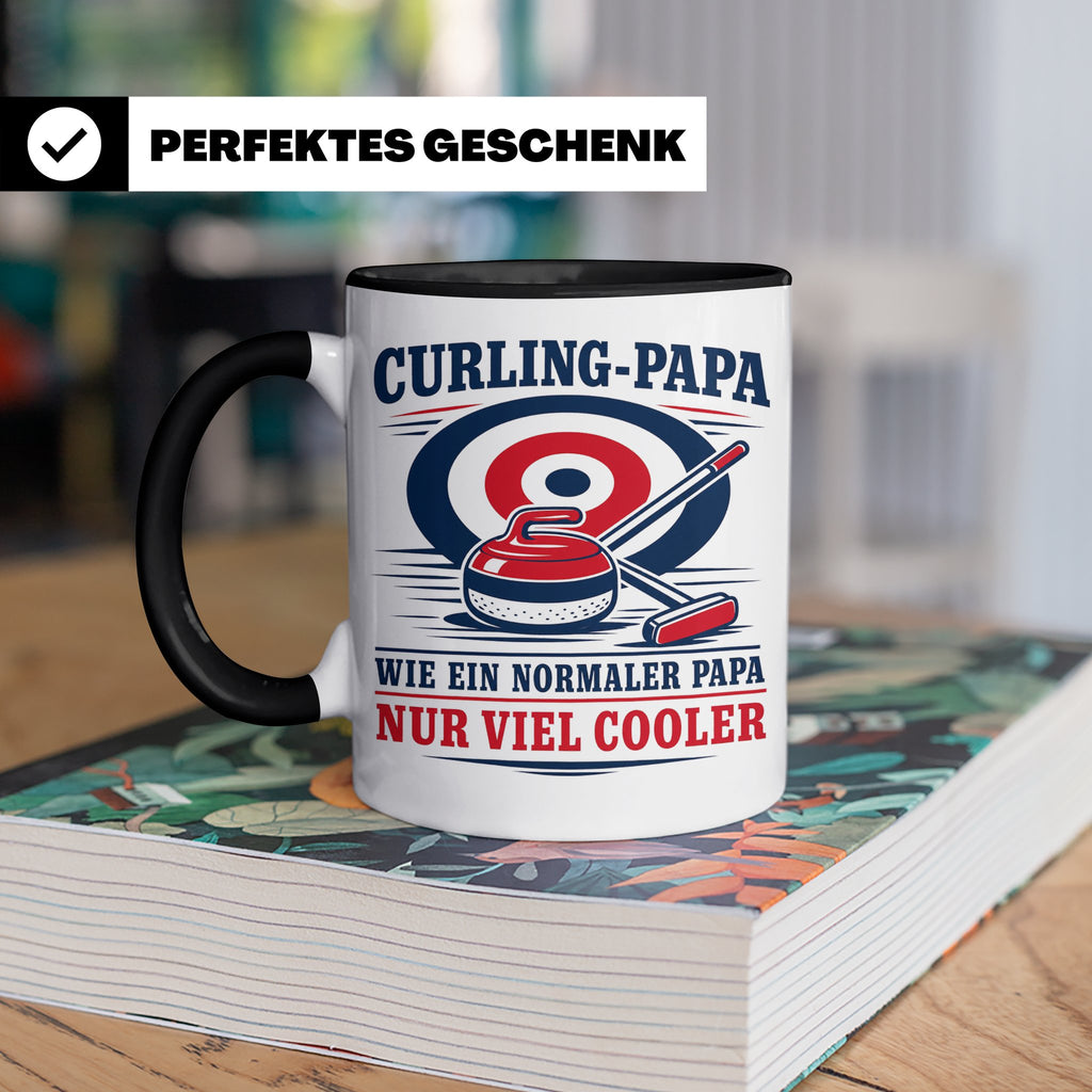 Curling Papa Tasse Wie ein normaler Papa nur viel cooler - G – Schwarz [farbe:schwarz]