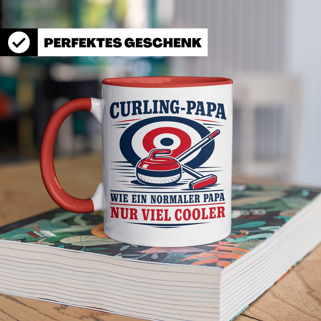 Curling Papa Tasse Wie ein normaler Papa nur viel cooler - G – Rot [farbe:rot]