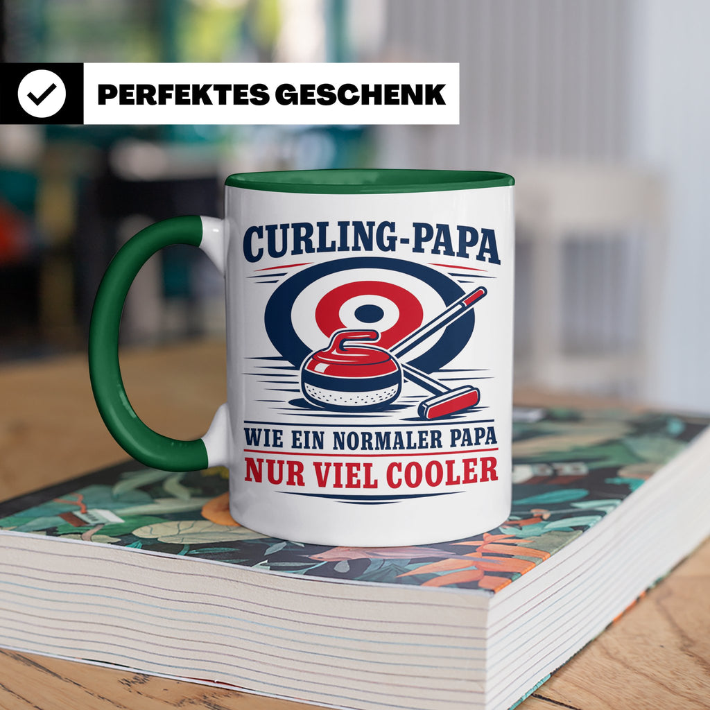 Curling Papa Tasse Wie ein normaler Papa nur viel cooler - G – Grün [farbe:grün]