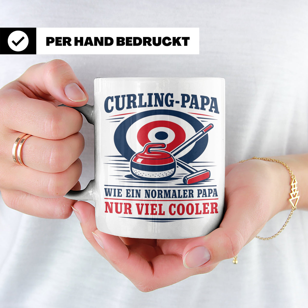 Curling Papa Tasse Wie ein normaler Papa nur viel cooler - G – Weiß [farbe:weiß]