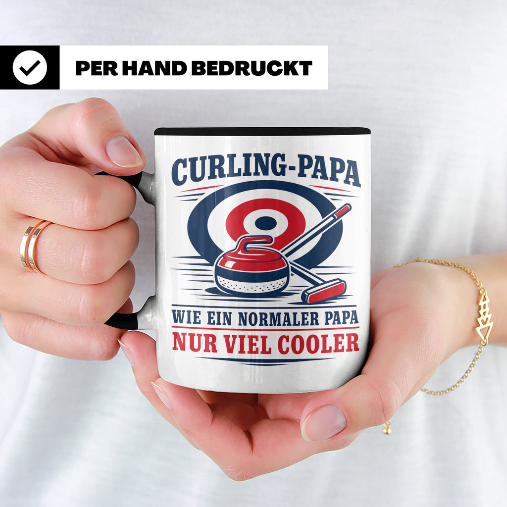Curling Papa Tasse Wie ein normaler Papa nur viel cooler - G – Schwarz [farbe:schwarz]