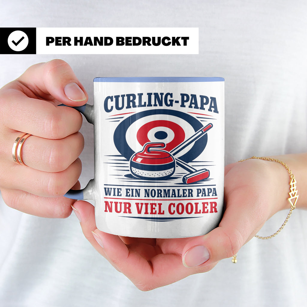 Curling Papa Tasse Wie ein normaler Papa nur viel cooler - G – Blau [farbe:blau]