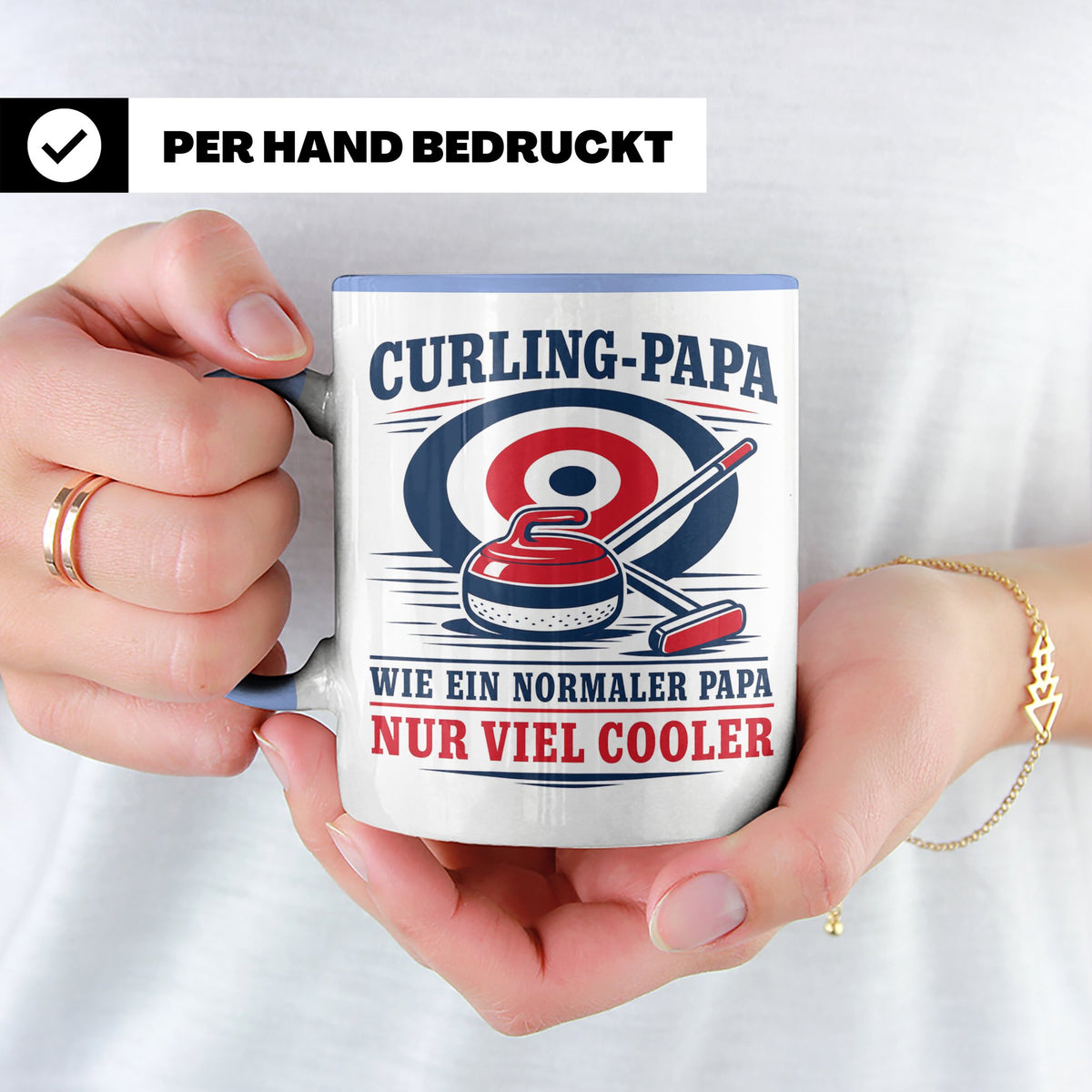 Curling Papa Tasse Wie ein normaler Papa nur viel cooler - G – Blau [farbe:blau]