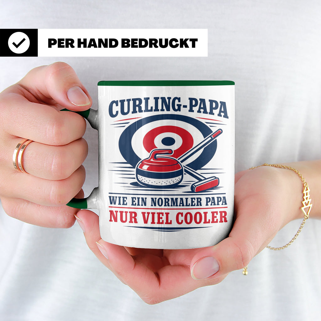Curling Papa Tasse Wie ein normaler Papa nur viel cooler - G – Grün [farbe:grün]