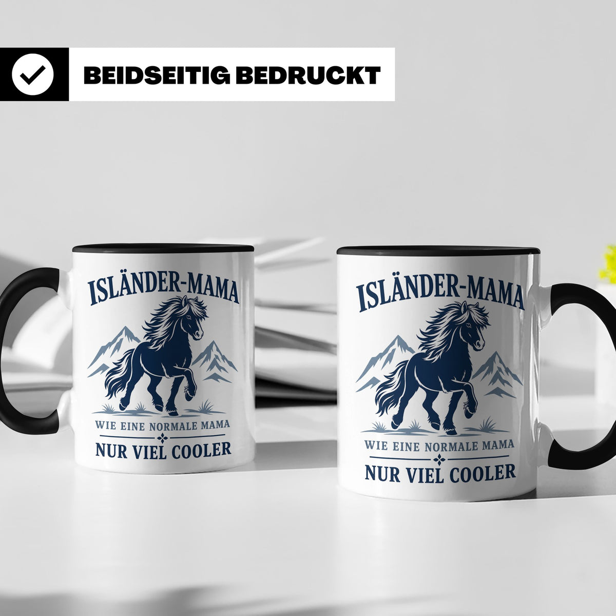Islandpferd Tasse Isländer Mama wie eine normale Mama nur vi – Schwarz [farbe:schwarz]