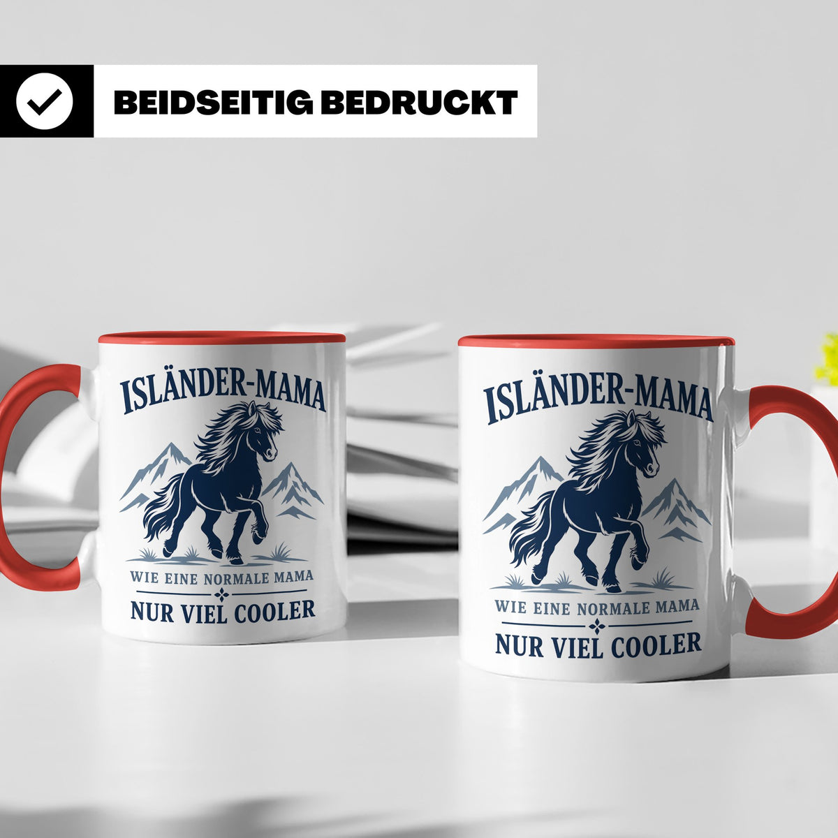Islandpferd Tasse Isländer Mama wie eine normale Mama nur vi – Rot [farbe:rot]