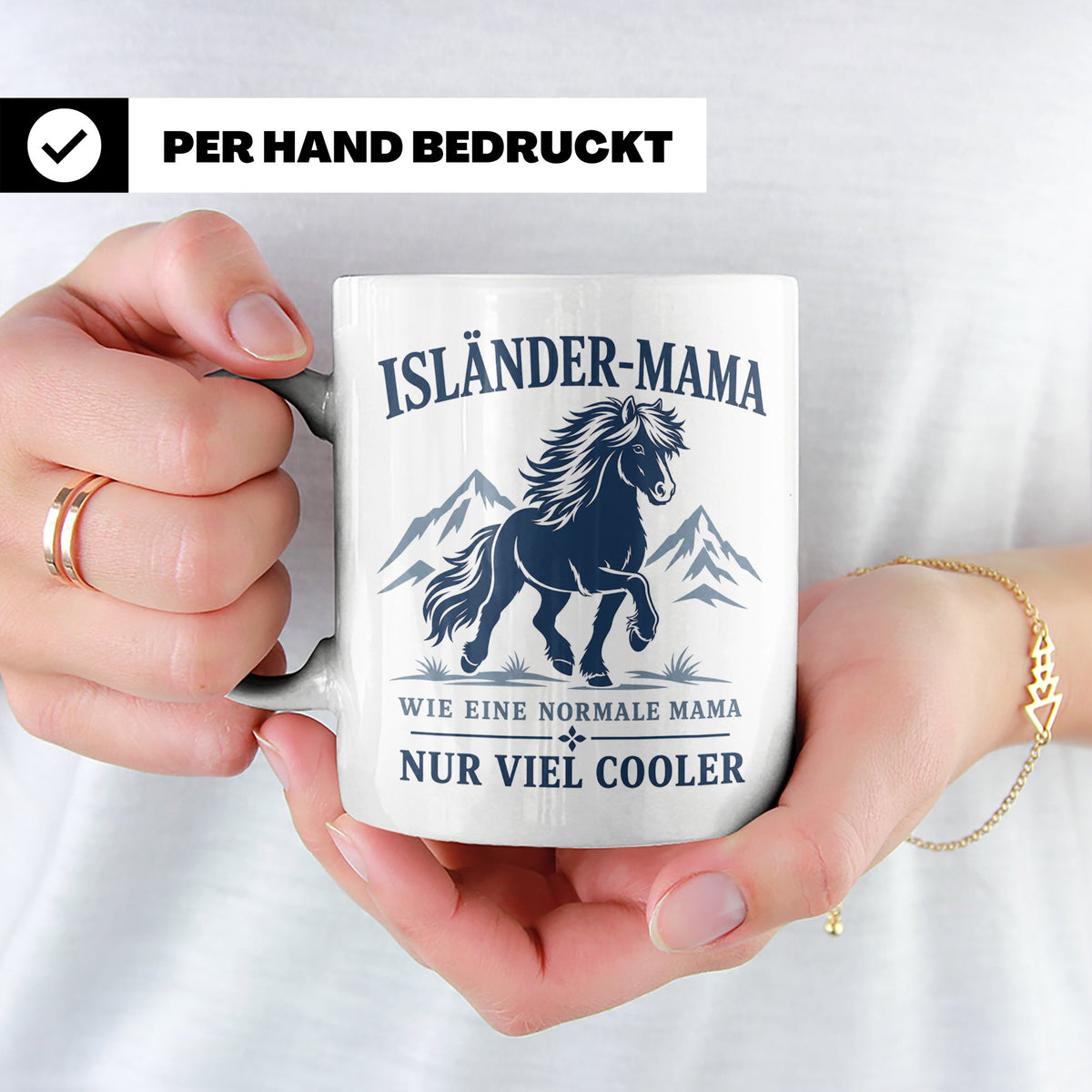 Islandpferd Tasse Isländer Mama wie eine normale Mama nur vi – Weiß [farbe:weiß]