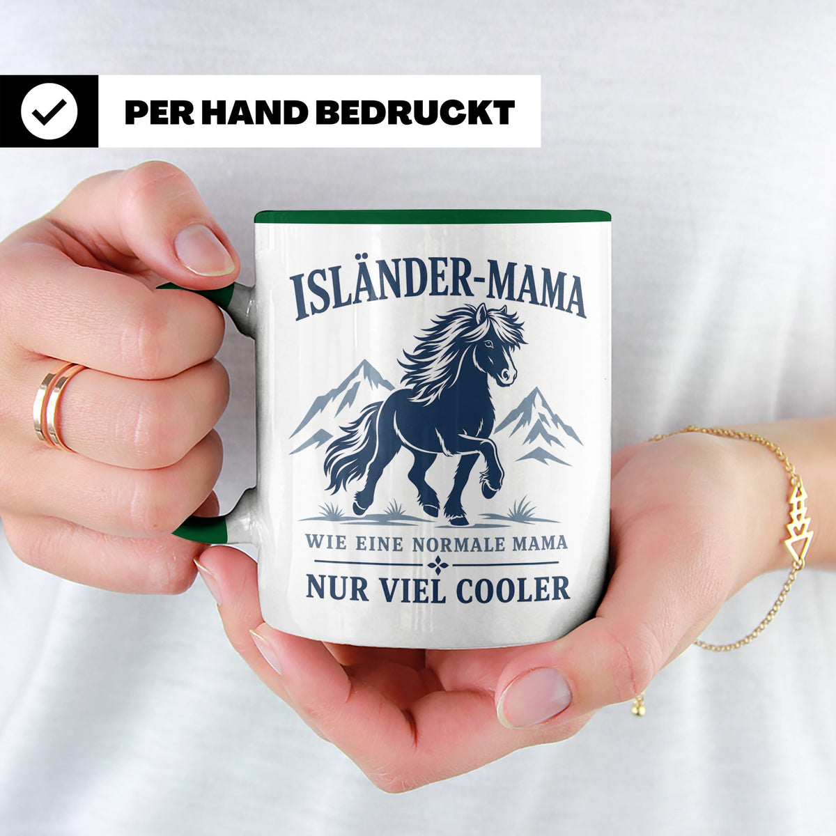 Islandpferd Tasse Isländer Mama wie eine normale Mama nur vi – Grün [farbe:grün]