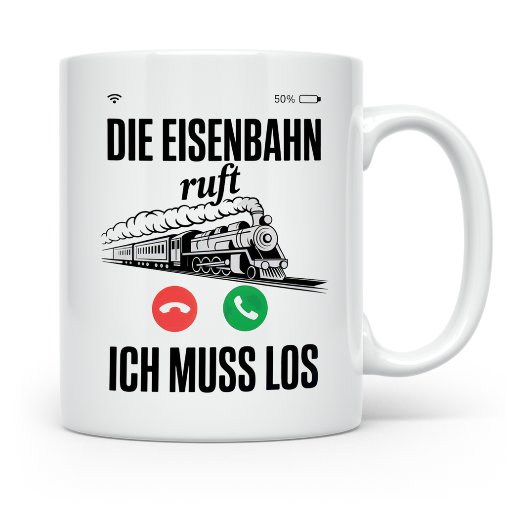Eisenbahn Ruft Tasse - Zug Lokführer Geschenkidee - Bahnfans – Weiß [farbe:weiß]