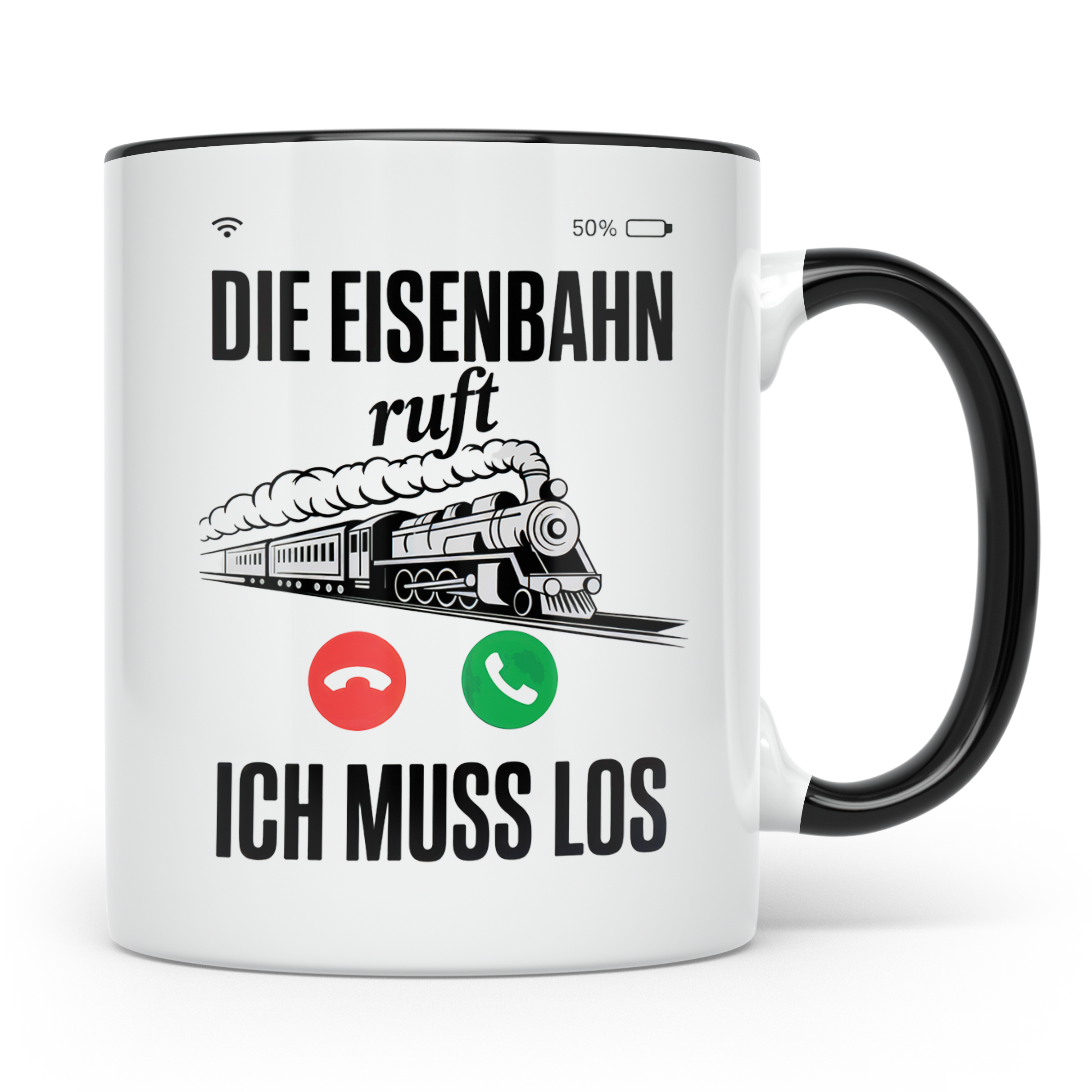 Eisenbahn Ruft Tasse - Zug Lokführer Geschenkidee - Bahnfans – Schwarz [farbe:schwarz]