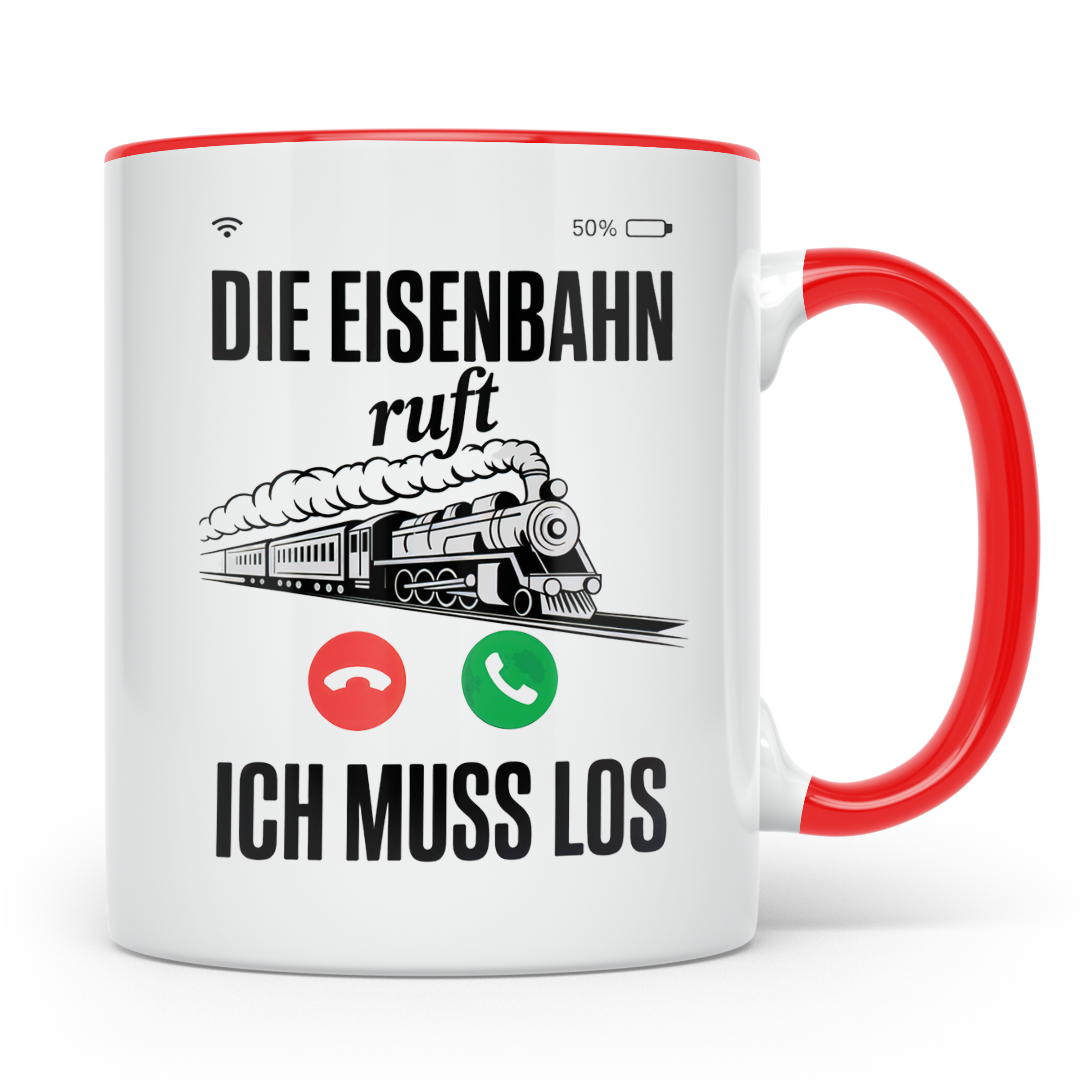 Eisenbahn Ruft Tasse - Zug Lokführer Geschenkidee - Bahnfans – Rot [farbe:rot]