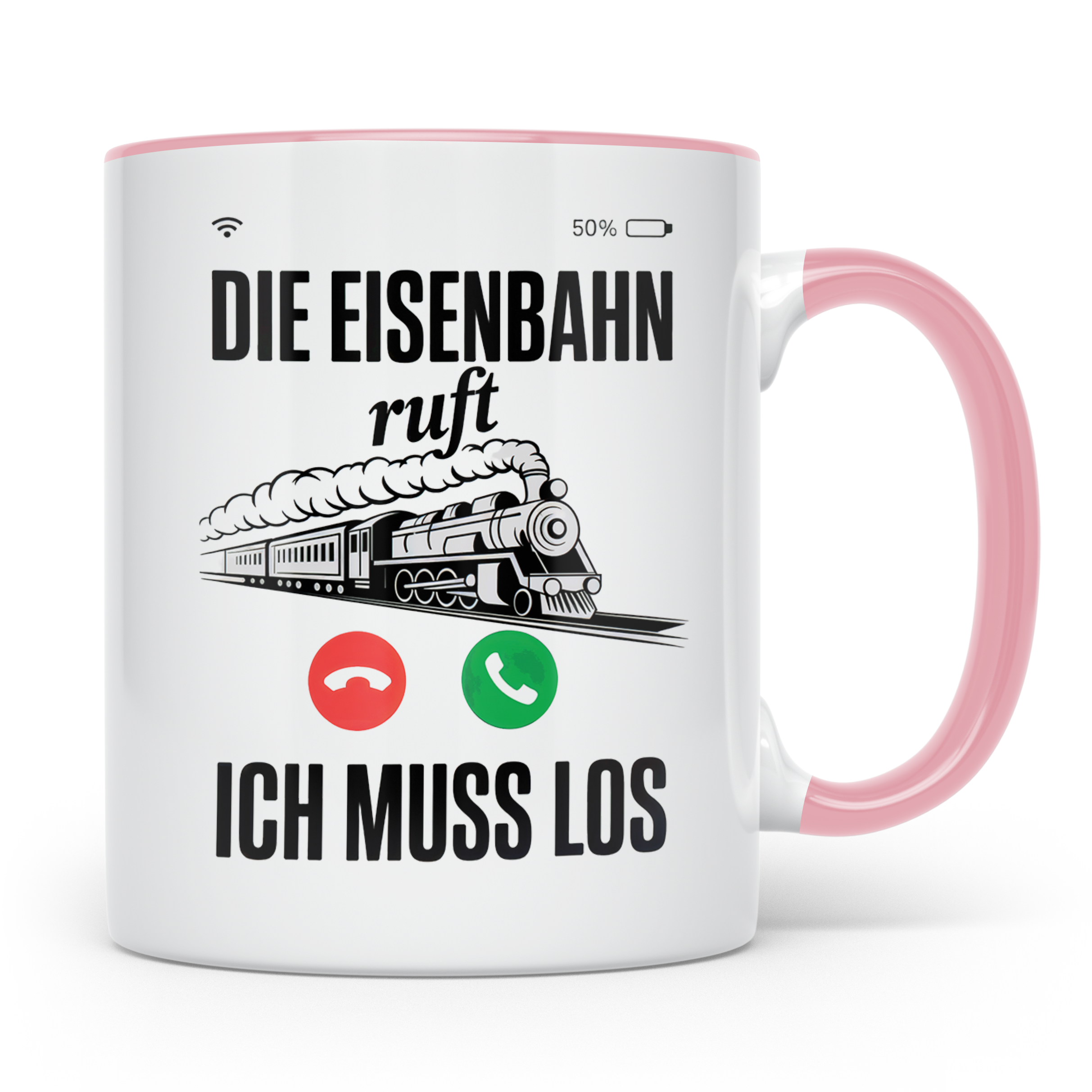 Eisenbahn Ruft Tasse - Zug Lokführer Geschenkidee - Bahnfans – Rosa [farbe:rosa]